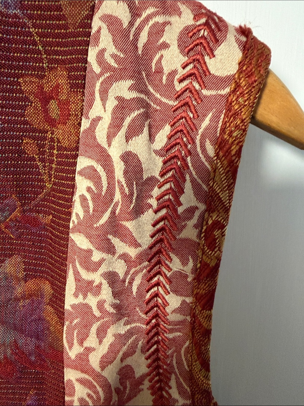 Coldwater Creek Patchwork Brocade Vest — Burgundy, Gold & Cream Jacquard Brocade - Picture 6 of 6
